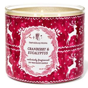 Bath & Body Works Festive Red Cranberry & Eucalyptus Candle